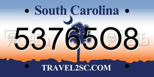 53765O8 South Carolina License Plate