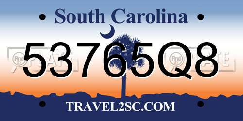 53765Q8 South Carolina License Plate