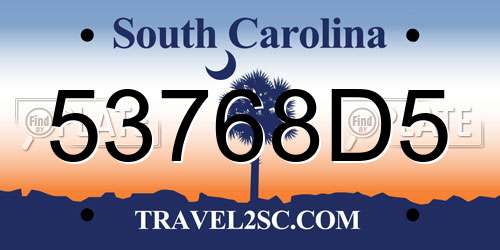 53768D5 South Carolina License Plate