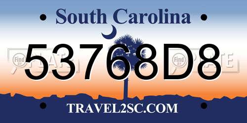 53768D8 South Carolina License Plate