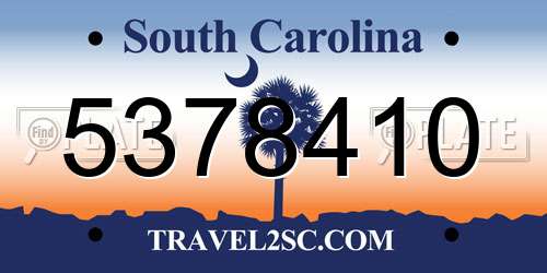 5378410 South Carolina License Plate