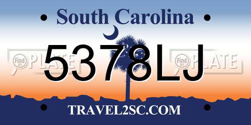 5378LJ South Carolina License Plate