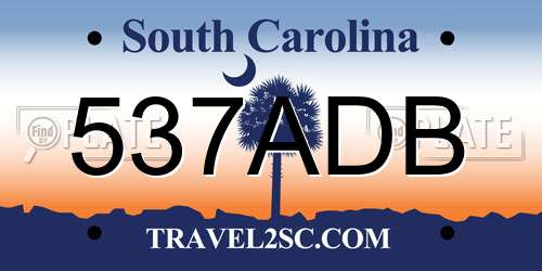 537ADB South Carolina License Plate