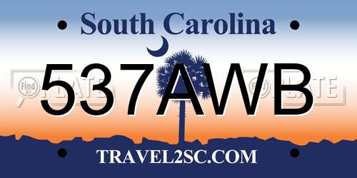 537AWB South Carolina License Plate