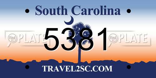 5381 South Carolina License Plate