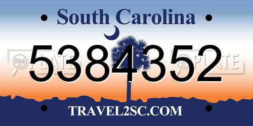 5384352 South Carolina License Plate
