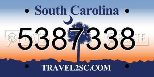 5387338 South Carolina License Plate
