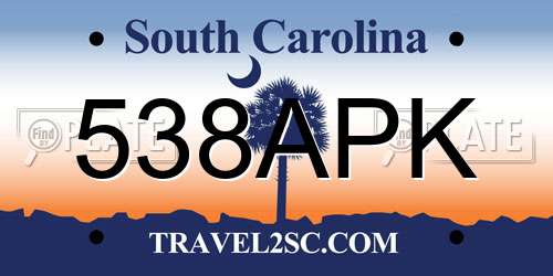 538APK South Carolina License Plate