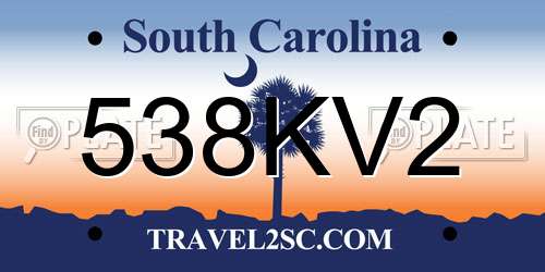538KV2 South Carolina License Plate