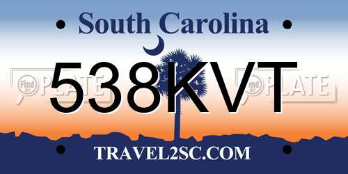 538KVT South Carolina License Plate