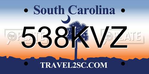 538KVZ South Carolina License Plate