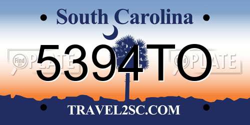 5394TO South Carolina License Plate
