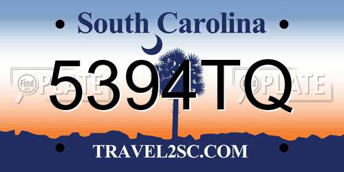 5394TQ South Carolina License Plate