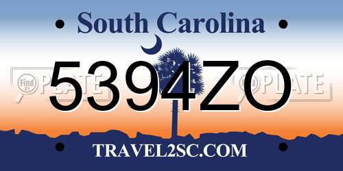5394ZO South Carolina License Plate