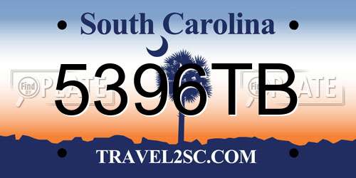 5396TB South Carolina License Plate