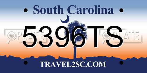 5396TS South Carolina License Plate