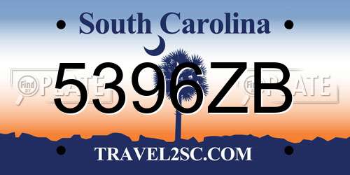 5396ZB South Carolina License Plate