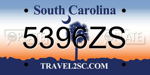 5396ZS South Carolina License Plate