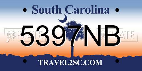 5397NB South Carolina License Plate