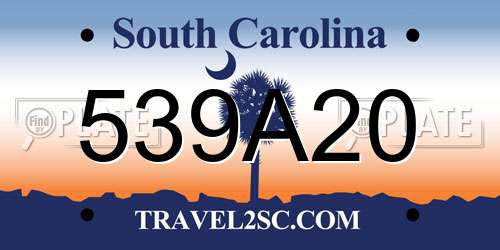 539A20 South Carolina License Plate