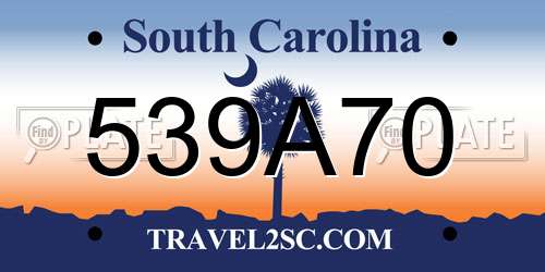 539A70 South Carolina License Plate