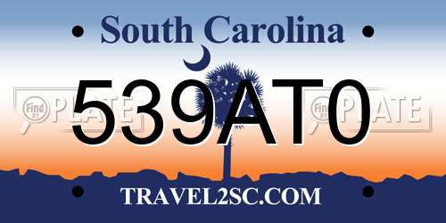 539AT0 South Carolina License Plate