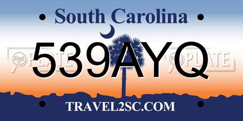 539AYQ South Carolina License Plate