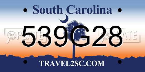 539G28 South Carolina License Plate