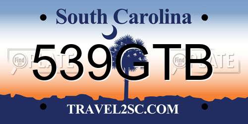 539GTB South Carolina License Plate
