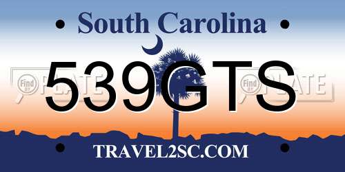 539GTS South Carolina License Plate
