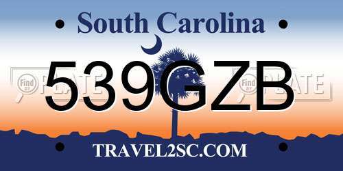 539GZB South Carolina License Plate