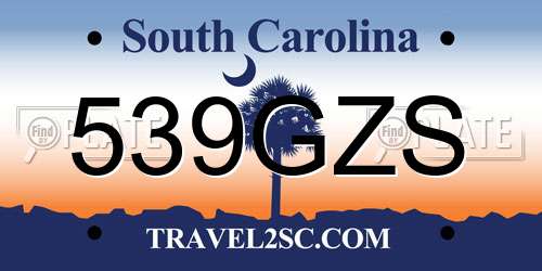 539GZS South Carolina License Plate