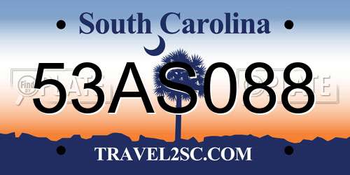 53AS088 South Carolina License Plate