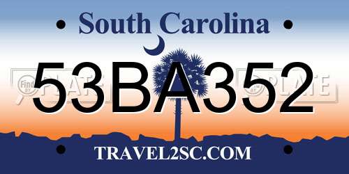 53BA352 South Carolina License Plate