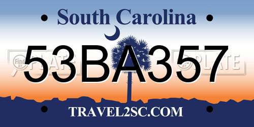 53BA357 South Carolina License Plate
