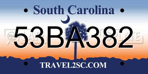 53BA382 South Carolina License Plate