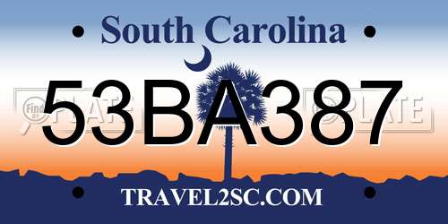 53BA387 South Carolina License Plate