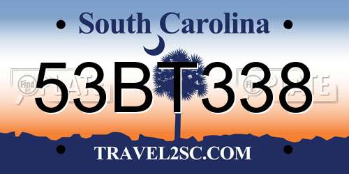 53BT338 South Carolina License Plate