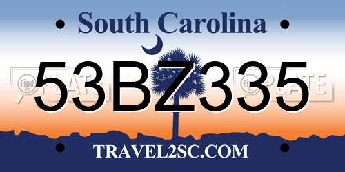 53BZ335 South Carolina License Plate