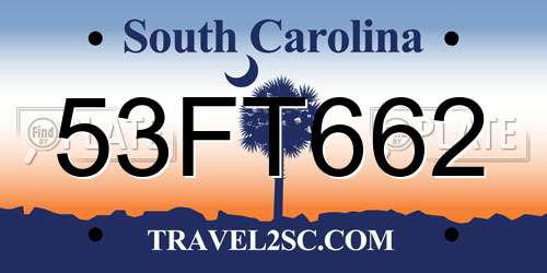 53FT662 South Carolina License Plate