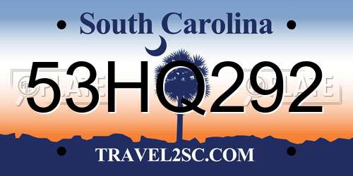 53HQ292 South Carolina License Plate