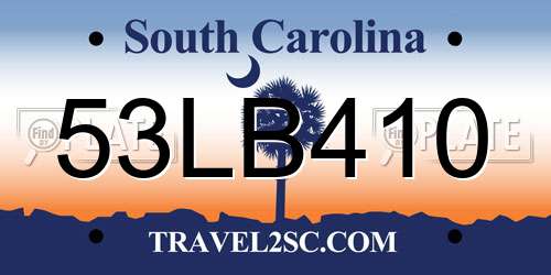 53LB410 South Carolina License Plate