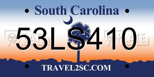 53LS410 South Carolina License Plate