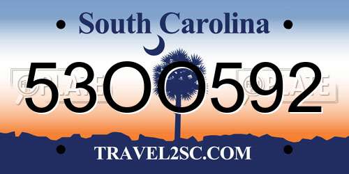 53OO592 South Carolina License Plate