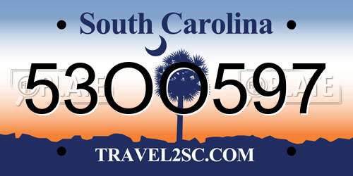 53OO597 South Carolina License Plate
