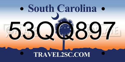 53QQ897 South Carolina License Plate