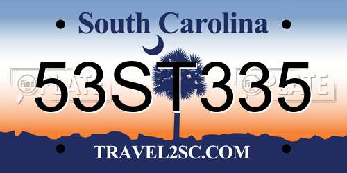 53ST335 South Carolina License Plate