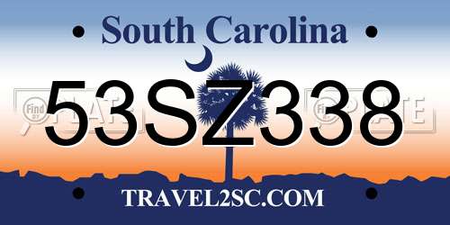 53SZ338 South Carolina License Plate