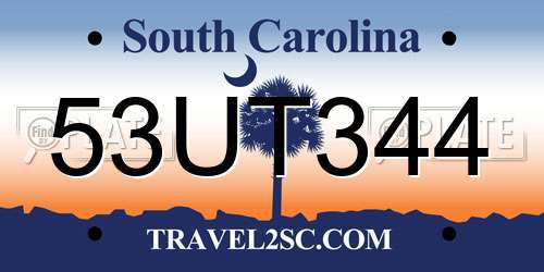 53UT344 South Carolina License Plate
