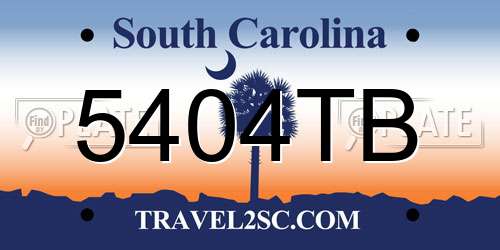 5404TB South Carolina License Plate